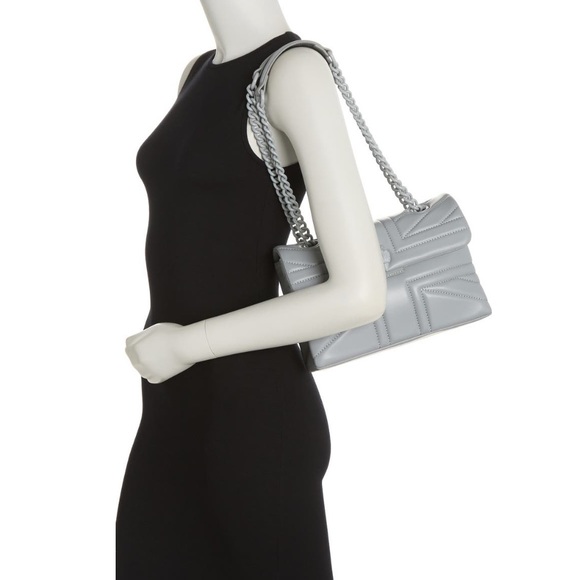 Kurt Geiger Leather Kensington UJ Drench Convertible Bag NWT Gray Chain Eagle - Picture 2 of 5